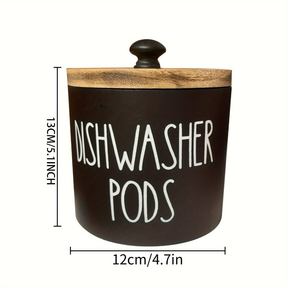 Laundry Ball Storage Organizer Round Wooden Container in White or Black for Countertop Storage