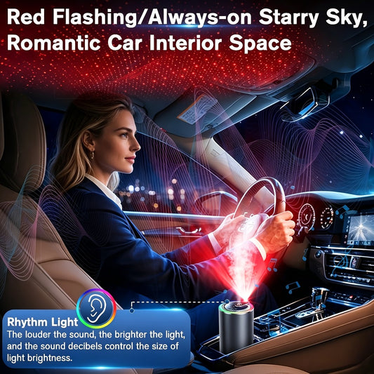 Car Aromatherapy Diffuser with Dynamic Light Show & Starry Sky Projector - USB Rechargeable Air Freshener, Essential Oil Perfume, Adjustable Fragrance for Car Interior