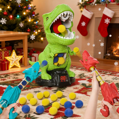 Dinosaur Shooting Game Toy with Sound Light & Spray – Movable Dino Target Launcher Set with Foam Bullets & Goggles for Boys Kids Ages 3+, Indoor Outdoor Blaster Birthday Gift