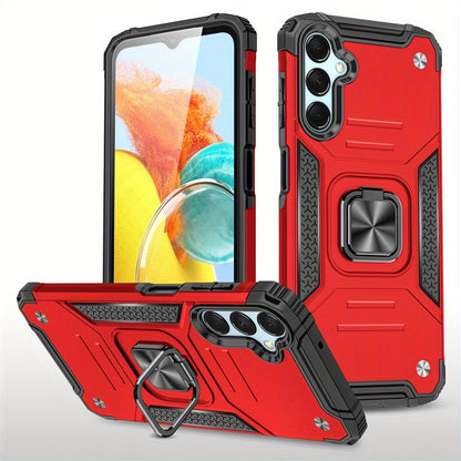 Phone Case Dual-Layer PC and TPU Ring Kickstand Cover with Magnetic Car Mount Plate for Samsung Galaxy A15 5G