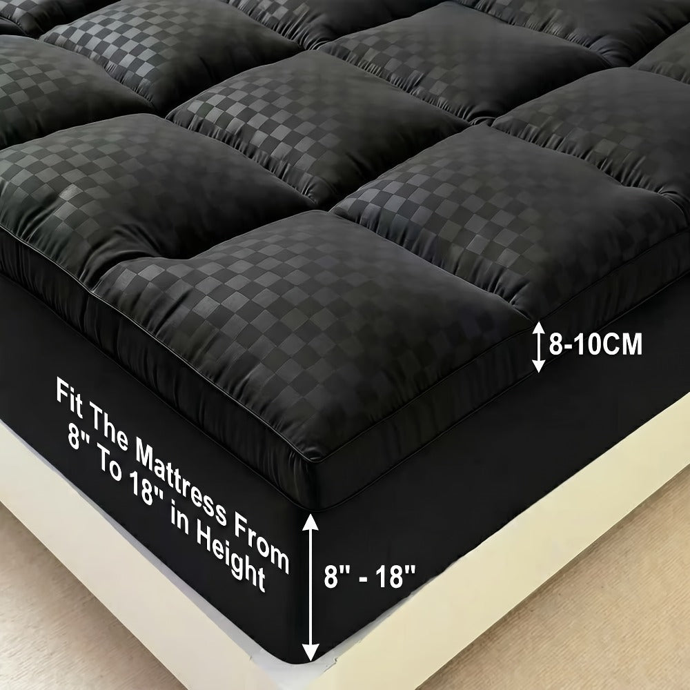 Deep-Pocket Quilted Mattress Topper in Blue, White, Grey or Black with Twin through King Sizes