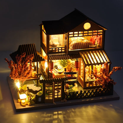 DIY Miniature Dollhouse Kit Sakura Garden Japanese Style – Wooden Tiny House with Tatami Flooring & Furniture, Handmade Creative Build for Adults Teens & Kids, Collector Display Gift Birthday Christmas