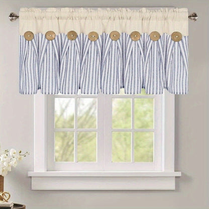 Semi Sheer Curtains Bohemian Linen Cotton Patchwork Grommet Top Window Drapes for Bedroom Living Room Kitchen Bathroom Cafe - Boho Country Cottage Style 4 Seasons 1 or 2 Panels