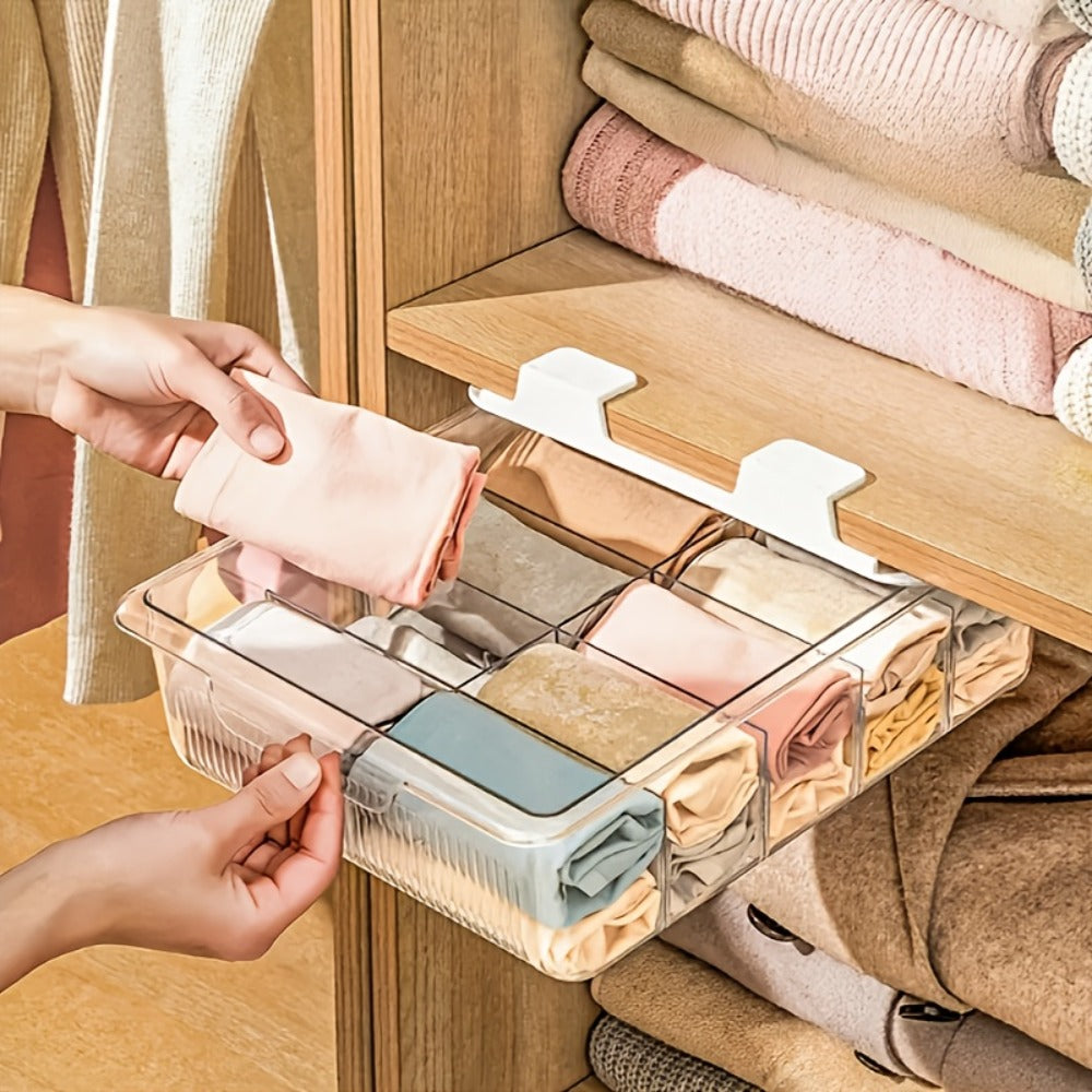 15-Compartment Wall-Mounted Underwear & Socks Hanging Storage Box – Waterproof Transparent Closet Organizer for Home, Durable Plastic Shelf Partitions