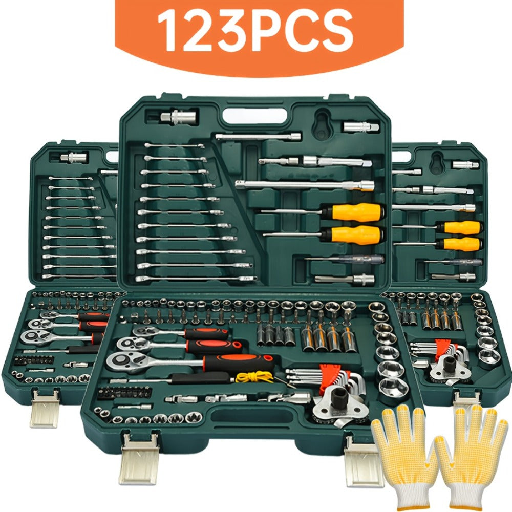 Ratchet Socket Wrench Set with Handle – 50/53/96/123/218/999PCS | 3/8" Drive CR-V Steel | Metric & Imperial Sizes | Car Maintenance, Boat & Home Repair Tool Kit for Mechanics