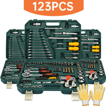 Ratchet Socket Wrench Set with Handle – 50/53/96/123/218/999PCS | 3/8" Drive CR-V Steel | Metric & Imperial Sizes | Car Maintenance, Boat & Home Repair Tool Kit for Mechanics