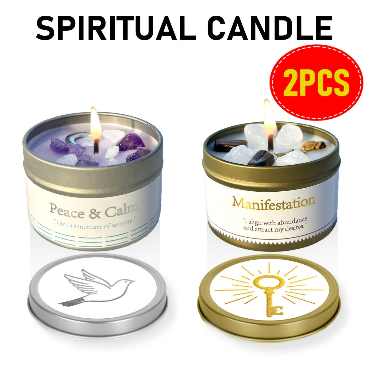 3oz Decorative Tin Candle or Two-Piece Crystal and Guidance Card Set with Multiple Label Pairings