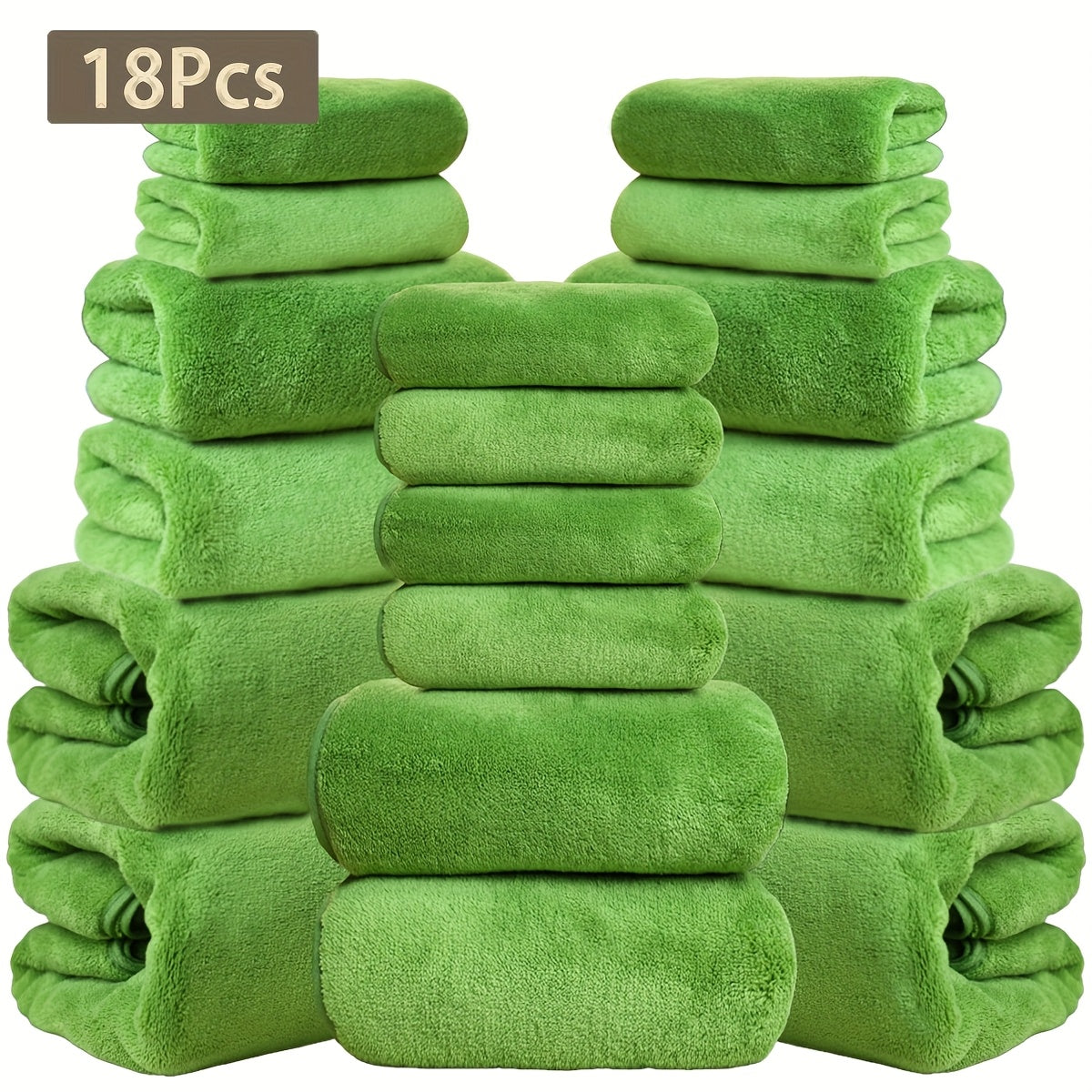 Coral Velvet Bath Towel Set 18pcs – 4 Bath Towels 4 Hand Towels 10 Washcloths Hotel Quality Soft Absorbent