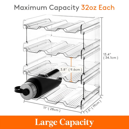 Water Bottle Rack Kitchen Organizer Stackable Plastic Holder with 5, 6, 8, 9, 11 or 12-Bottle Options