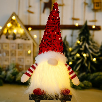 Three-Piece Holiday Gnome Figurine Set with Sequined Hats and Two Pictured Color Assortments