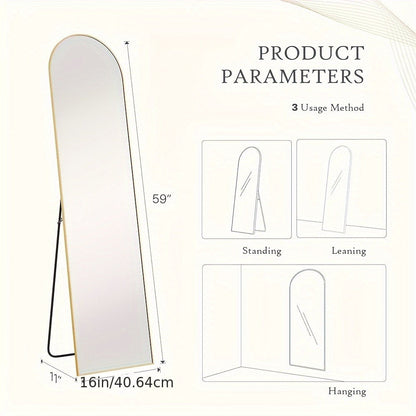 Full Length Mirror Floor Mirror with Stand, Aluminum Alloy Frame Full Body Mirror, Standing Hanging or Leaning Against Wall for Bedroom Living Room Dressing