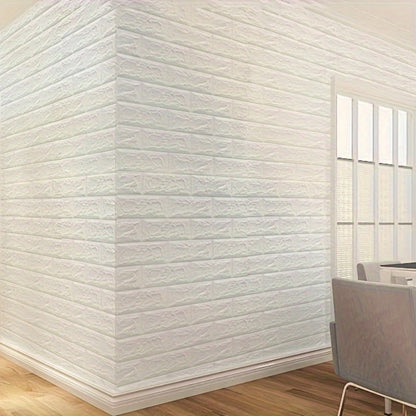100-Piece 3D Foam Brick Wall Panel Set in Five Patterns with 13.78 x 15.16-Inch Self-Adhesive Tiles