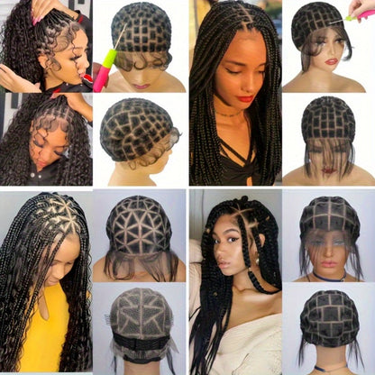 Pre-Sectioned Crochet Wig Cap with 45 to 122 Braided Sections in Natural Black or 613 Color Options