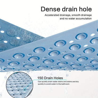 Non-Slip Bath Tub Shower Mat 27x14 Inch with Suction Cups & Drain Holes | Foot Massage Textured | Machine Washable Bathroom Safety Mat