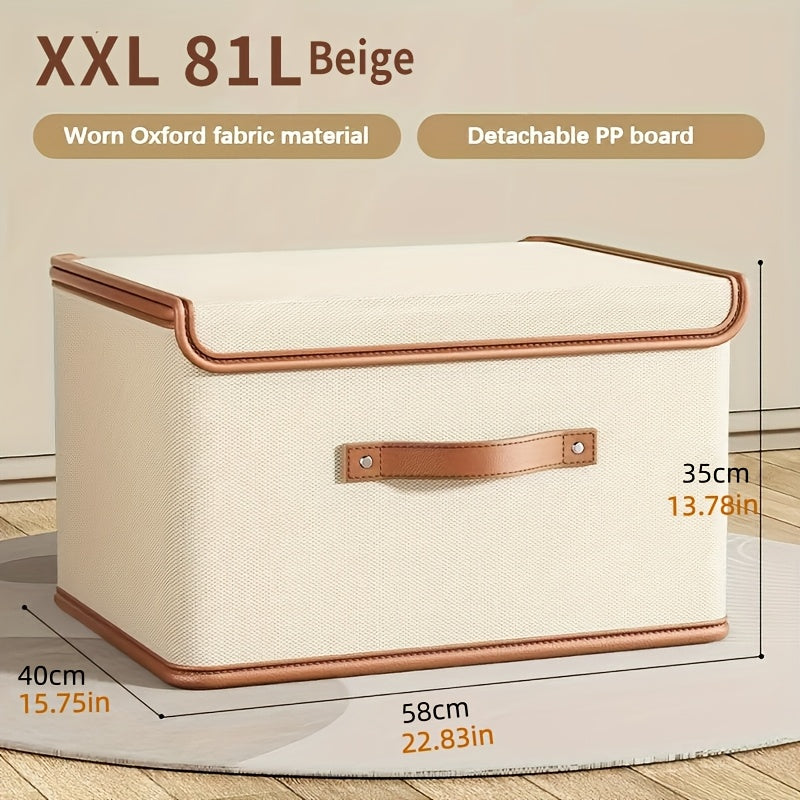 Two-Pack Foldable Storage Bins with Flip-Top Lids, Front Handles and Four Exact Capacity Options