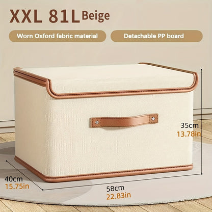 Two-Pack Foldable Storage Bins with Flip-Top Lids, Front Handles and Four Exact Capacity Options