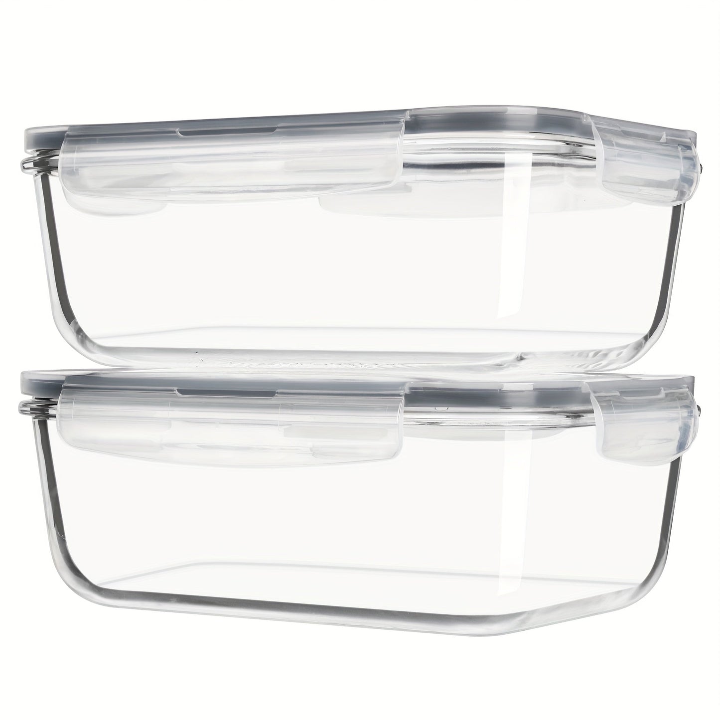 Large Glass Food Storage Containers with Lids 2 Pack – 63oz Borosilicate Glass Meal Prep Containers, Airtight Snap Lids, Oven Microwave Freezer Dishwasher Safe, Leak-Proof Baking Dish Set