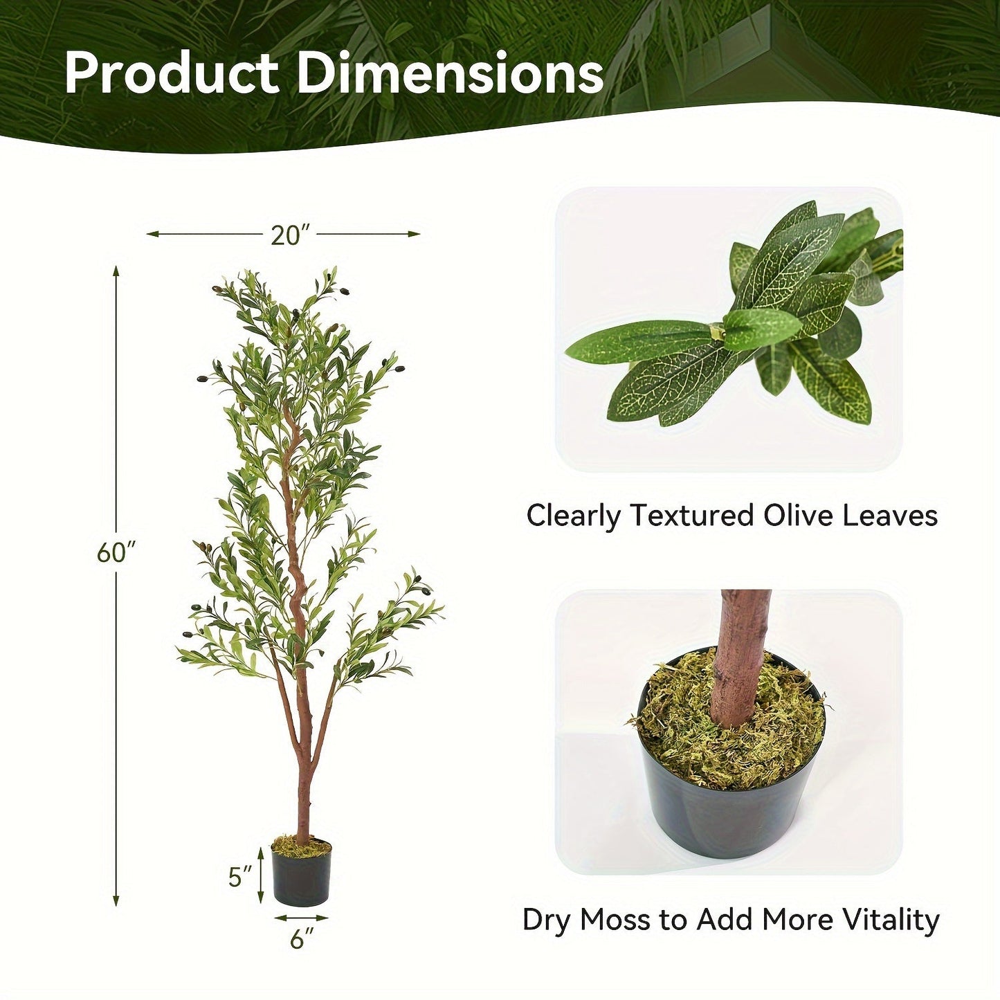 Artificial Olive Tree Large Faux Indoor Tree with Pot – Realistic 5FT 6FT 7FT Multi-Trunk Fake Olive Tree with Leaves & Fruits for Living Room Home Office Entryway Decor