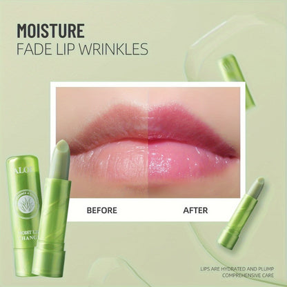 12-Piece Aloe-Themed Lip Balm Stick Set with Color-Changing Finish, Beeswax and Vitamin E Labels