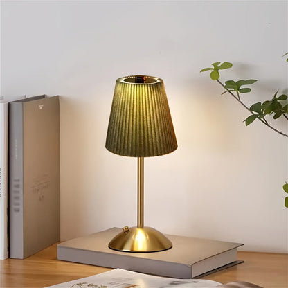 Pleated-Shade Rechargeable Table Lamp with Touch Control in Four Styles and One- or Two-Piece Options