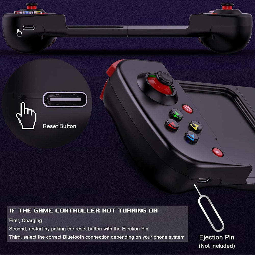 Expandable Mobile Game Controller D3 Joystick with M2 Aim-Assist – Plug & Play for Android iOS HarmonyOS, FPS Shooter Action Games, Phone Gamepad Clip-On Grip White Black Red Blue Gift