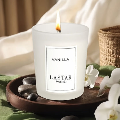 Vanilla Scented Candle in Round Glass Jar with Glitter Accents – Soy Wax Aromatherapy Candle for Home, Hotel & Wedding Decor, Holiday Gift for Christmas, Valentine’s Day & Mother’s Day