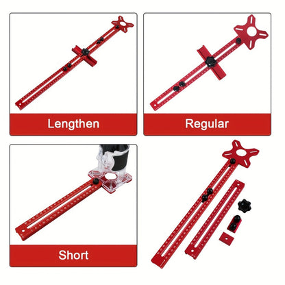 Router Circle Cutting Jig with Adjustable Red Guide Rail for Woodworking Routers and Circular Cutting Projects
