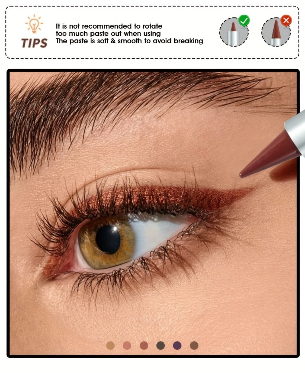 Six-Color Twist-Up Cream Liner Set for Makeup in Brown, Black and Red-Brown Shades with 3g Sticks