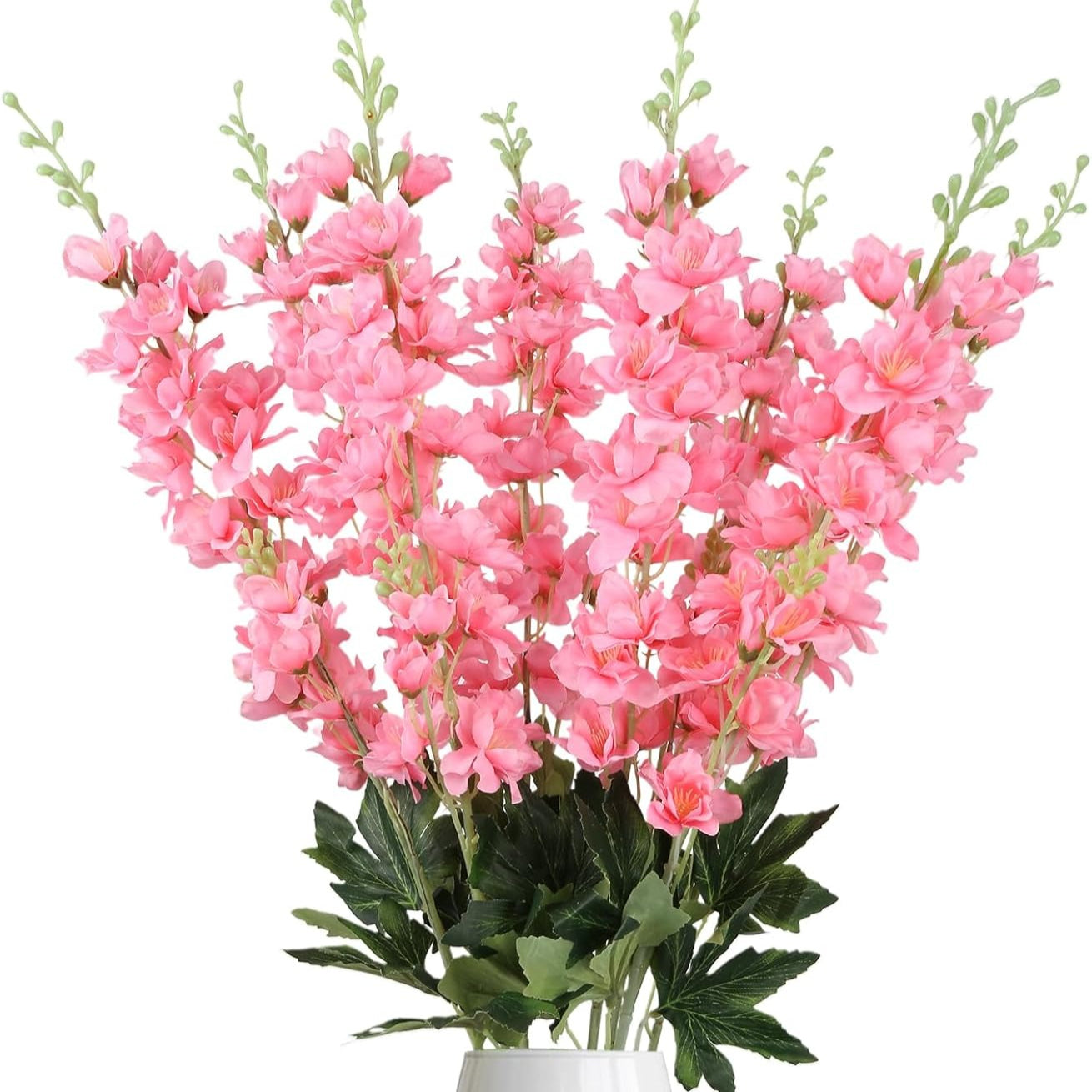 Artificial Flowers Eight-Piece Delphinium Larkspur Set with 33.5-Inch Silk Stems in 11 Colors