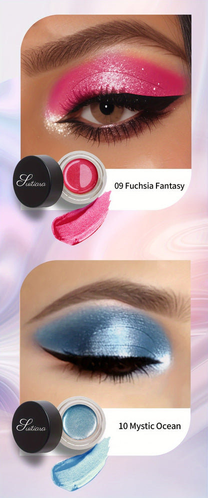 Shimmer Jelly Eyeshadow 2 Pack – Icy Cool Tone Frosty Glow Gel Eye Makeup, Long-Lasting Non-Creasing Blendable Formula, High Shine Luminous Finish for Holiday Party Glam