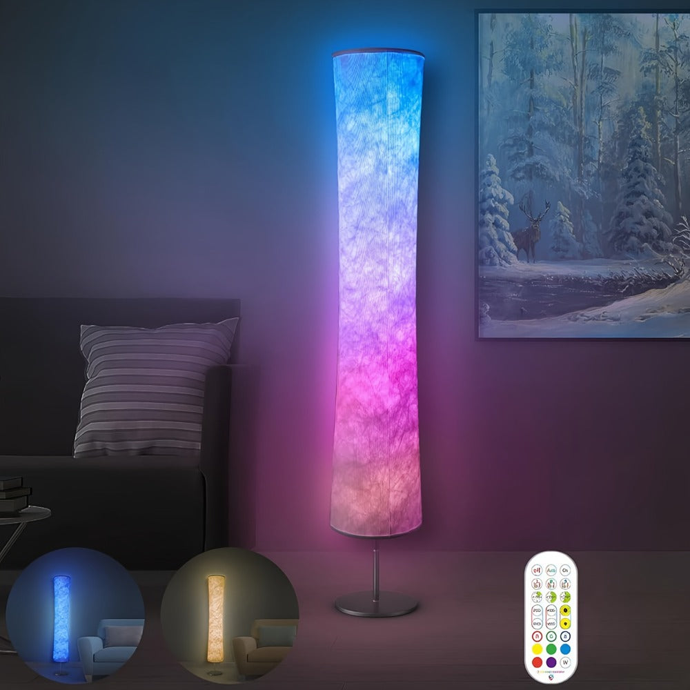 RGB Color Changing Floor Lamp 60 Inch – Fabric Shade Standing Lamp with 16 Million Colors, App & Remote Control, Music Sync, Adjustable Brightness for Living Room Bedroom Party Decor (1pc / 2pcs)