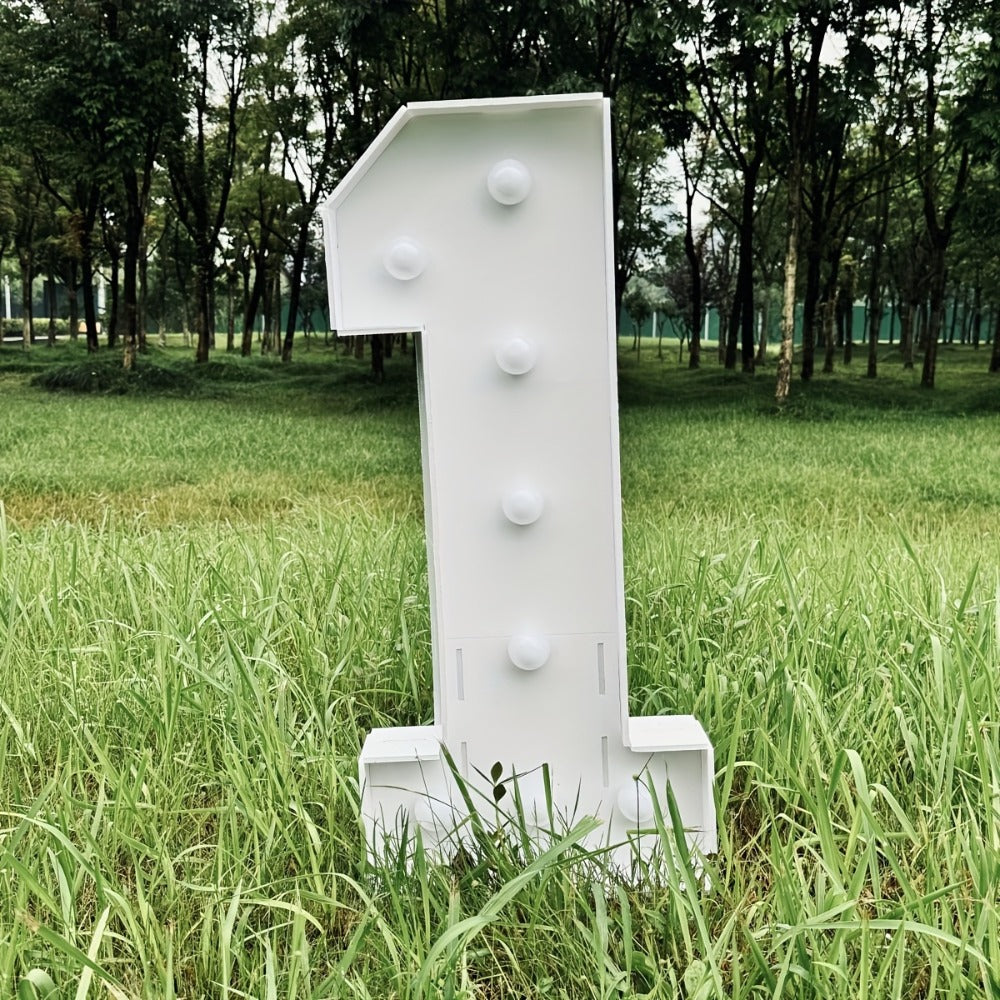 Party Decorations Three-Foot Freestanding Number Sign with Warm White LED Lights and Digits 0–9