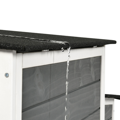 Wooden Hen House with 67in Frame, Two Nest Boxes, Ramp and Gray or Brown Two-Tone Outdoor Finish