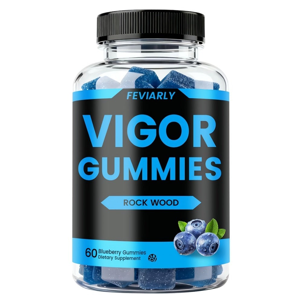 Men's Vitality Booster Gummies – Shilajit, Maca & Longjack Formula – Daily Energy, Mood & Performance Support for Men – Fast-Acting Blueberry Flavor Multivitamin Gummies for Men & Women