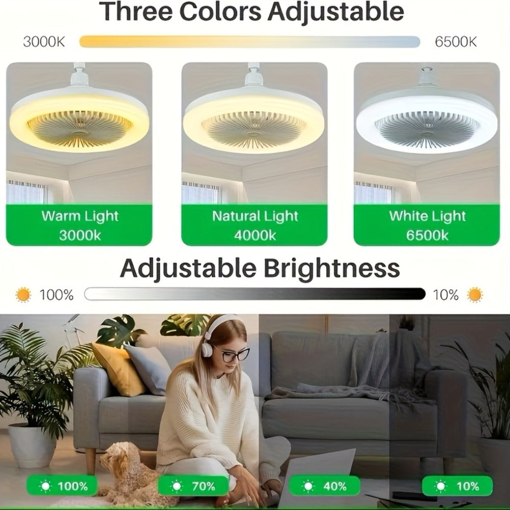 Ceiling Fan Light with Remote Control 3-Speed 3-Color Dimmable LED E26 Base 3000-6500K Adjustable Direction Timer Night Light Function for Bedroom Living Room