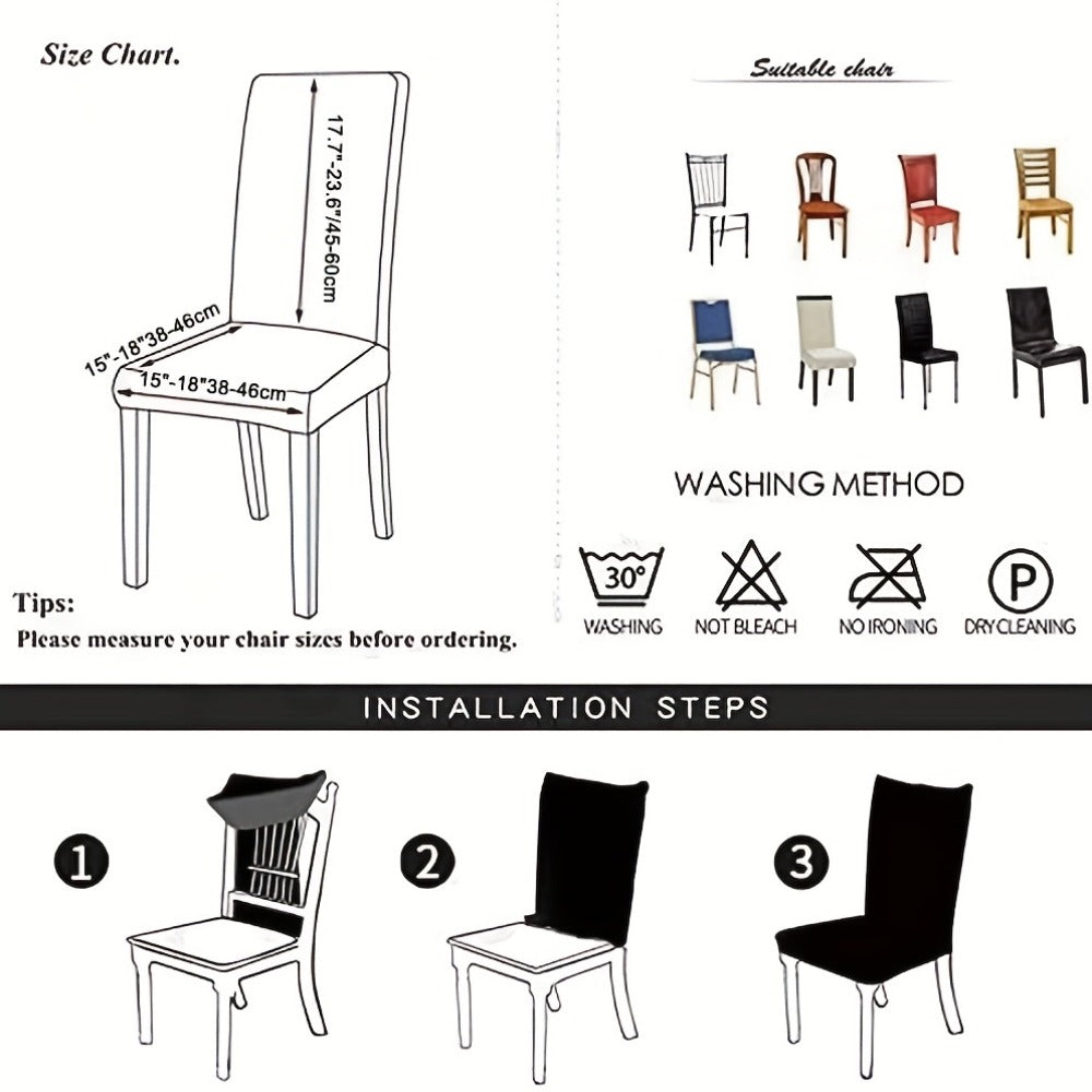 Chair Cover Set of 4 or 6 Stretch PU Leather Dining Slipcovers in Nine Available Color Choices