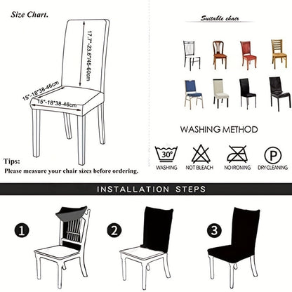 Chair Cover Set of 4 or 6 Stretch PU Leather Dining Slipcovers in Nine Available Color Choices