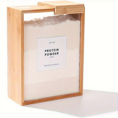 Food Storage Containers Two-Piece Bamboo Box Set with Sliding Lids and 101 oz Capacity per Container
