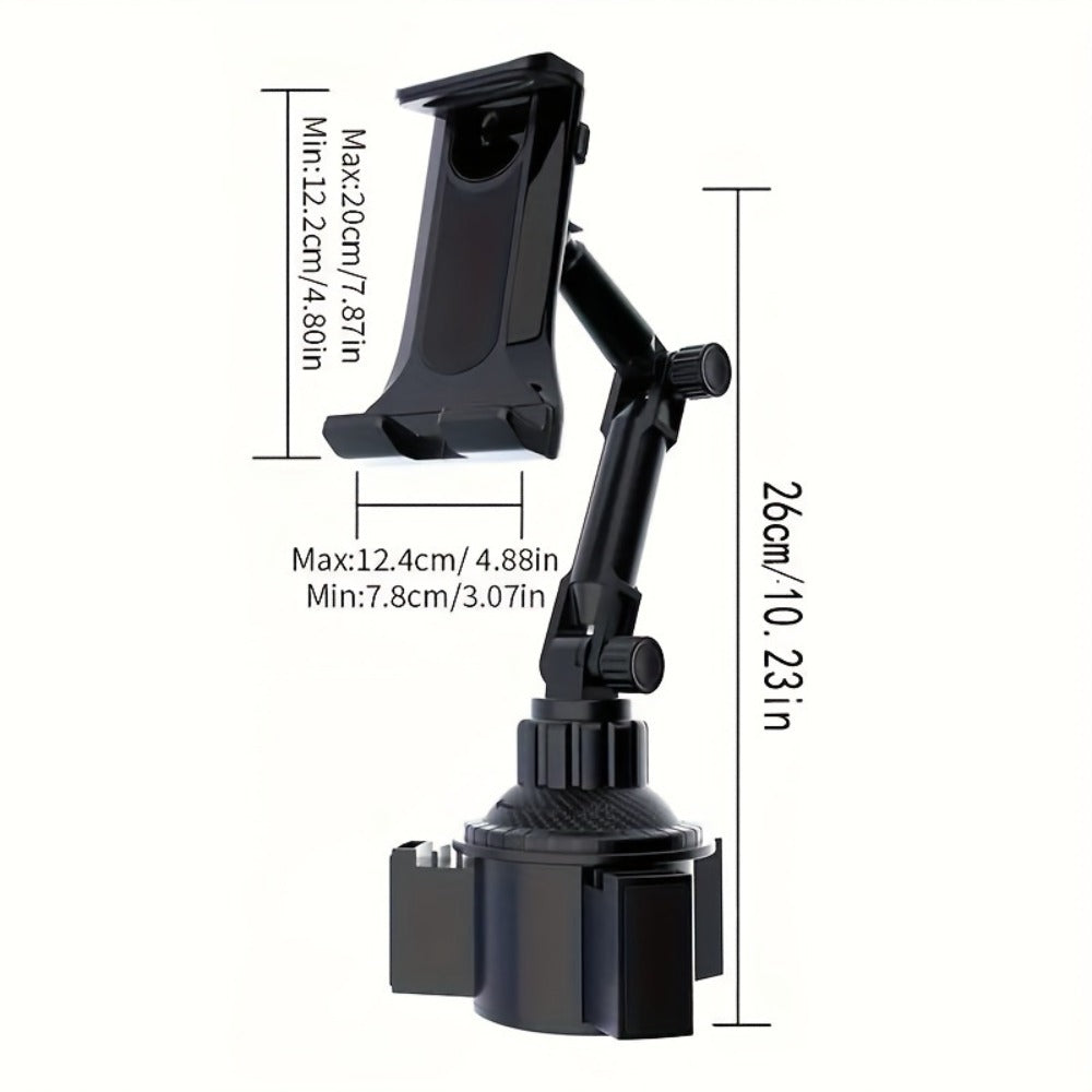 Car Cup Holder Phone & Tablet Mount – Adjustable Angle Multi-Functional Universal Vehicle Mount for Smartphones and Tablets | Durable Cup Holder Stand