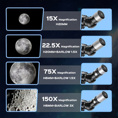 Monocular Telescope 150X with 3 Eyepieces, 70mm Aperture & Tripod – Portable Astronomical Refractor with Phone Holder & Barlow Lens, Easy Setup, Best Gift for Nature, Education & Stargazing