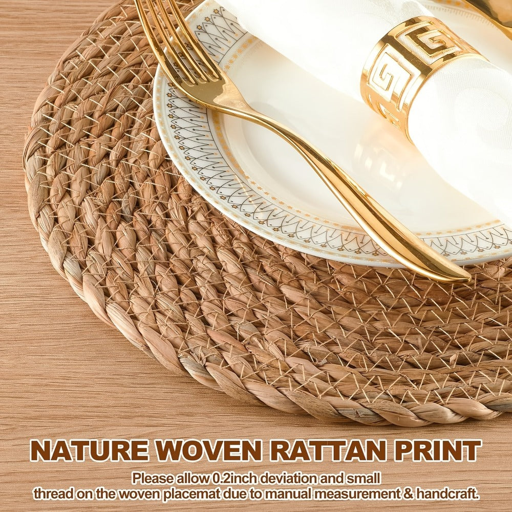 Round Braided Table Placemats in 6-, 10-, 20-, 30- or 50-Piece Options with 12-Inch Diameter