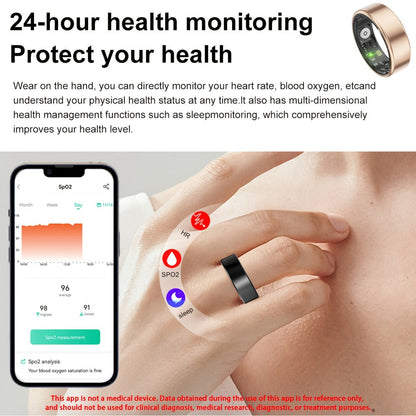 Smart Ring Health & Fitness Tracker Titanium – IP68 Waterproof, Sleep Heart Rate Step Calorie Stress Monitor, BLE 5.3 Magnetic Charging, Android iOS Compatible | Men Women Gift | Black Silver