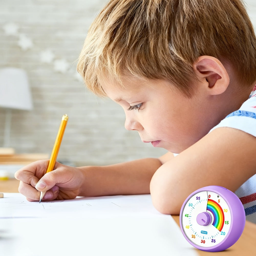 Visual Timer 60 Minute Countdown Silent Tomato Timer Rainbow Pattern for Classroom Office Kitchen Desktop Time Management Tool Battery Powered