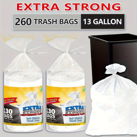 13 Gallon Trash Bags 260 Count Heavy Duty Drawstring Kitchen Garbage Bags – Leak-Proof, Odor-Resistant, Expandable, 2 Rolls for Kitchen, Bedroom, Bathroom & Outdoor Use