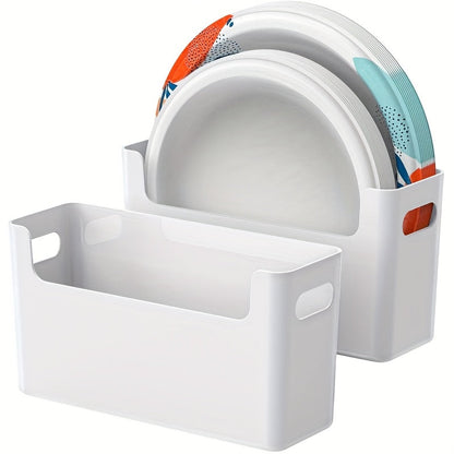 Plate Organizer for Kitchen Counter - Stackable Dish Rack for 6 to 9.5 Inch Plates, Durable Plastic Plate Storage with Colorful Lids, Space-Saving Design for Kitchen, RV, Camping or Outdoor Use