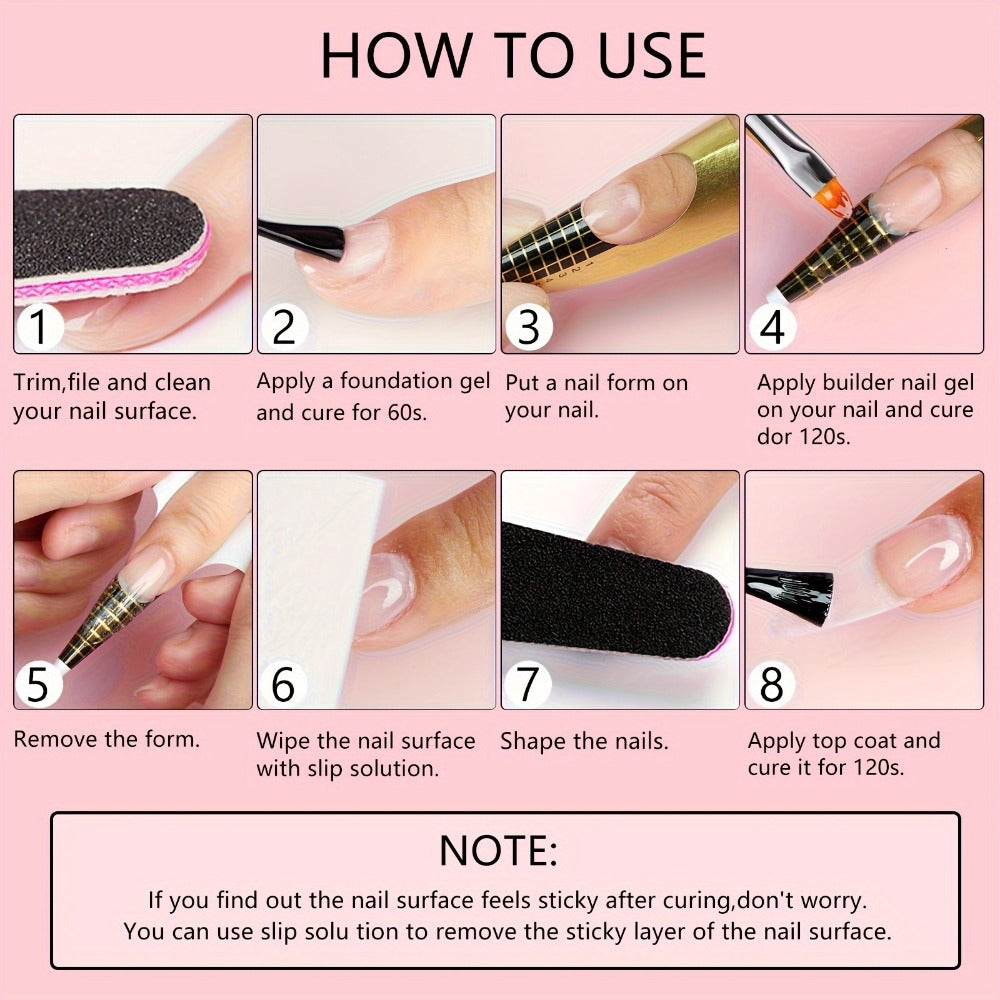 Six-Color Builder Gel Set, 15ml Each in Clear, White, Milky Jelly, Light Pink, Pink and Nude for Nail Extensions