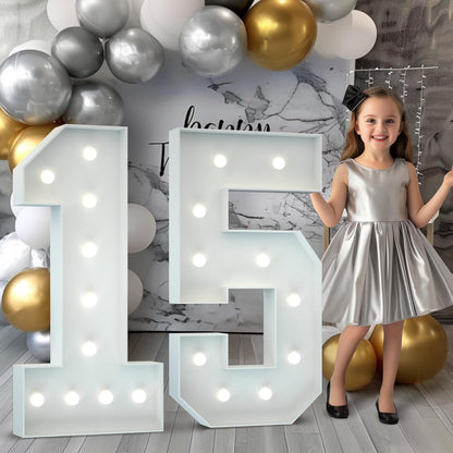 LED Marquee Number Balloon Frame in Selectable 3FT or 4FT Heights with Pre-Cut Mosaic-Style Panels