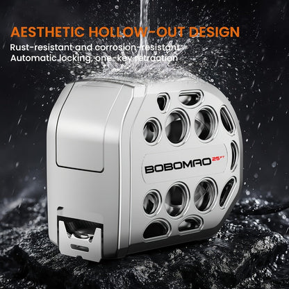 25-Foot Stainless Steel Measuring Tape with Self-Locking Blade, Magnetic Bottom and Hollow Silver ABS Housing