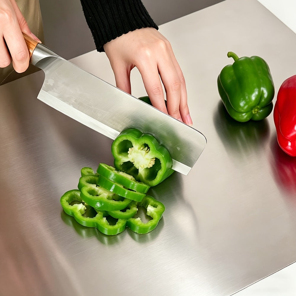 Stainless Steel Cutting Board & Rolling Pastry Board – Non-Slip Kitchen Prep Mat with Butcher Block Surface