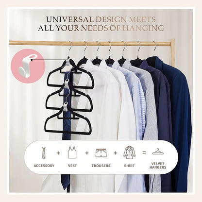 Non-Slip Velvet Hangers with 360° Rotating Hook & Hanger Buckles – Space Saving Closet Organizer Set (50pcs or 20pcs)